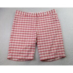 Peter Millar Shorts Womens 12 Wicking Bermuda‎ Red White Plaid Golf Performance
